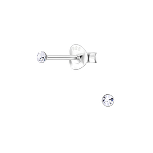 Wholesale 2mm Round Crystal Sterling Silver Ear Studs - JD1706