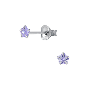 Wholesale 3mm Flower Cubic Zirconia Sterling Silver Ear Studs - JD1343