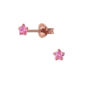 Wholesale 3mm Flower Cubic Zirconia Sliver Ear Studs - JD3179