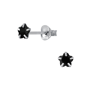 Wholesale 4mm Flower Cubic Zirconia Sterling Silver Ear Studs - JD2022