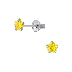 Wholesale 4mm Flower Cubic Zirconia Sterling Silver Ear Studs - JD2022