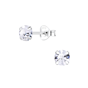 Wholesale 5mm Round Crystal Sterling Silver Ear Studs - JD1473