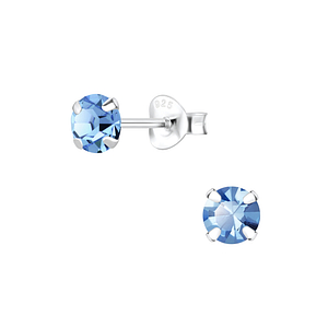 Wholesale 5mm Round Crystal Sterling Silver Ear Studs - JD1473