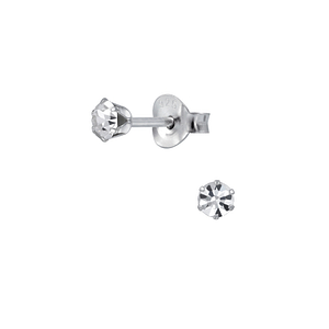 Wholesale 3mm Round Crystal Sterling Silver Ear Studs - JD1972