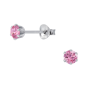 Wholesale 4mm Round Cubic Zirconia Sterling Silver Ear Studs - JD1976