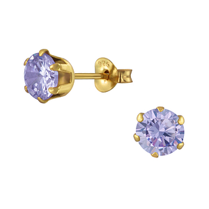 Wholesale 6mm Round Cubic Zirconia Sterling Silver Ear Studs - JD2863