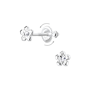 Wholesale Sterling Silver Flower Screw Back Ear Studs - JD7768