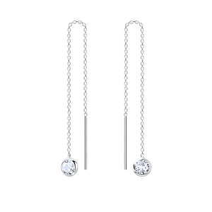 Wholesale 4mm Round Cubic Zirconia Sterling Silver Thread Through Earrings - JD4678