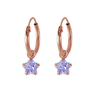 Wholesale 4mm Flower Cubic Zirconia Sterling Silver Charm Ear Hoops - JD2281