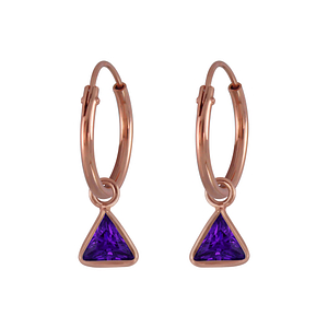 Wholesale 4mm Triangle Cubic Zirconia Sterling Silver Charm Ear Hoops - JD2924