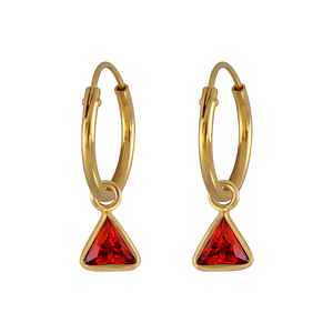 Wholesale 4mm Triangle Cubic Zirconia Sterling Silver Charm Ear Hoops - JD2923