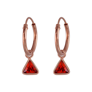 Wholesale 4mm Triangle Cubic Zirconia Sterling Silver Charm Ear Hoops - JD2924