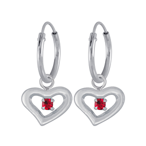 Wholesale Sterling Silver Heart Earrings Charm Hoop - JD4045