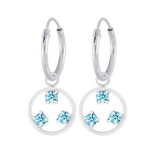 Wholesale Sterling Silver Circle Charm Ear Hoops - JD5008