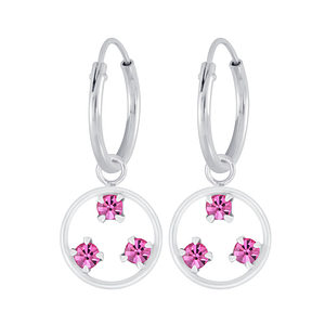 Wholesale Sterling Silver Circle Charm Ear Hoops - JD5008