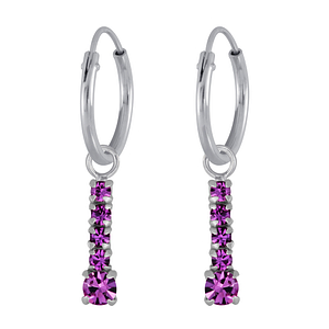 Wholesale Sterling Silver Bar Charm Ear Hoops - JD4111