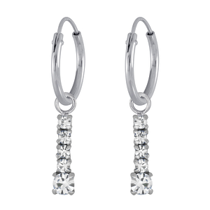 Wholesale Sterling Silver Bar Charm Ear Hoops - JD4111