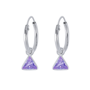 Wholesale 4mm Triangle Cubic Zirconia Sterling Silver Charm Ear Hoops - JD2800