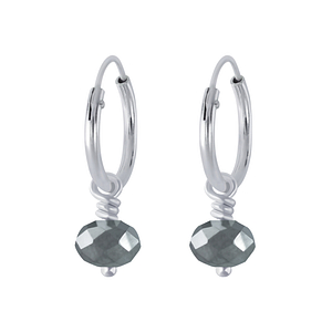 Wholesale Sterling Silver Handmade Bead Charm Ear Hoops - JD2406
