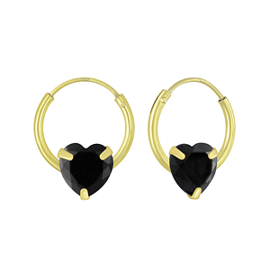 Wholesale Sterling Silver 6mm Heart Cubic Zirconia Ear Hoops - JD4672