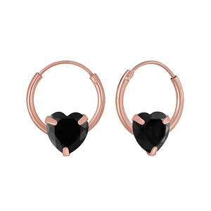 Wholesale Sterling Silver 6mm Heart Cubic Zirconia Ear Hoops - JD3680