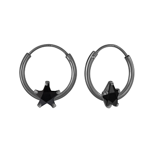 Wholesale 4mm Star Cubic Zirconia Sterling Silver Ear Hoops - JD3676