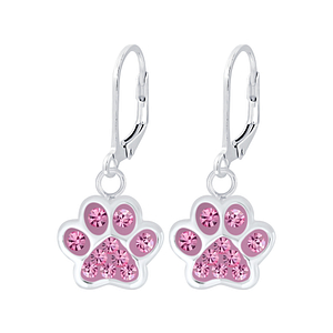 Wholesale Sterling Silver Paw Print Lever Back Earrings - JD7071