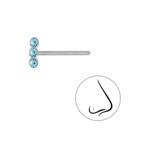 Wholesale Sterling Silver Bar Crystal Nose Stud - JD3232 Wholesale Sterling Silver Bar Crystal Nose Stud - JD3232