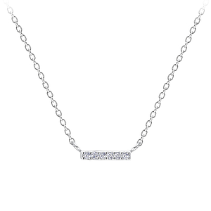Wholesale Sterling Silver Bar Cubic Zirconia Necklace - JD10042