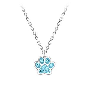 Wholesale Sterling Silver Paw Print Necklace - JD7196