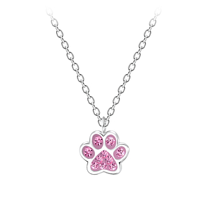 Wholesale Sterling Silver Paw Print Necklace - JD7196