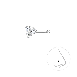 Wholesale Sterling Silver Crystal Nose Stud With Ball - JD8374