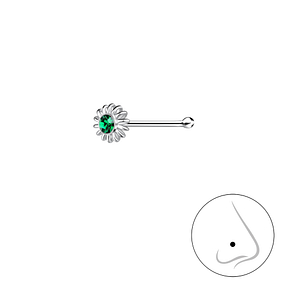 Wholesale Sterling Silver Flower Crystal Nose Stud With Ball - JD3267