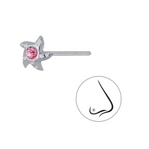 Wholesale Sterling Silver StarFish Crystal Nose Stud - JD3265