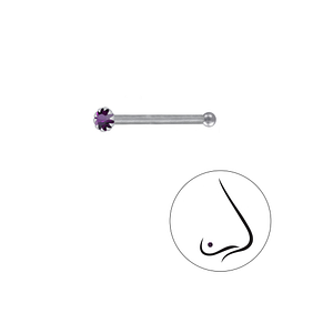 Wholesale 1.8mm Round Crystal Sterling Silver Nose Stud With Ball - JD3311