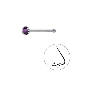 Wholesale 2.5mm Round Crystal Sterling Silver Nose Stud With Ball - JD3315