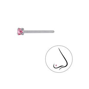 Wholesale 1.5mm Round Crystal Sterling Silver Nose Stud - JD3295