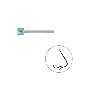 Wholesale 1.8mm Round Crystal Sterling Silver Nose Stud - JD3297