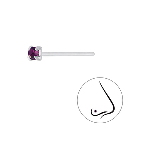 Wholesale 2.5mm Round Crystal Sterling Silver Nose Stud - JD7208