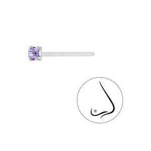 Wholesale 2.5mm Round Crystal Sterling Silver Nose Stud - JD7208