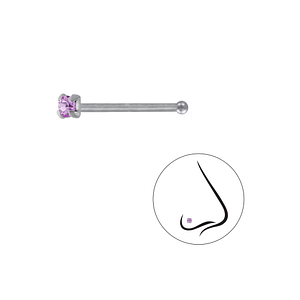 Wholesale 1.8mm Round Crystal Silver Nose Stud With Ball