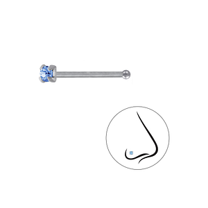 Wholesale 1.8mm Round Crystal Silver Nose Stud With Ball