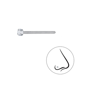 Wholesale 2mm Round Cubic Zirconia Sterling Silver Nose Stud - JD3301