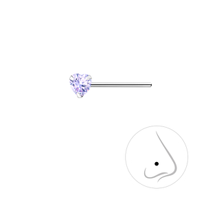 Wholesale 3mm Heart Cubic Zirconia Sterling Silver Nose Stud - JD7184