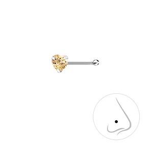 Wholesale 3mm Heart Cubic Zirconia Sterling Silver Nose Stud with Ball - JD8827