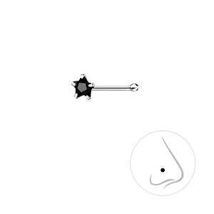 Wholesale 3mm Star Cubic Zirconia Sterling Silver Nose Stud With Ball - JD8825