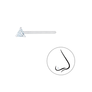 Wholesale 3mm Triangle Cubic Zirconia Sterling Silver Nose Stud - JD7362