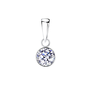 Wholesale 6mm Round Cubic Zirconia Sterling Silver Pendant - JD1958