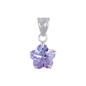 Wholesale 8mm Flower Cubic Zirconia Sterling Silver Pendant - JD2073