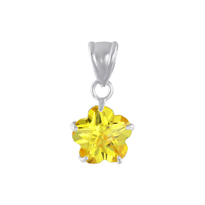 Wholesale 8mm Flower Cubic Zirconia Sterling Silver Pendant - JD2073